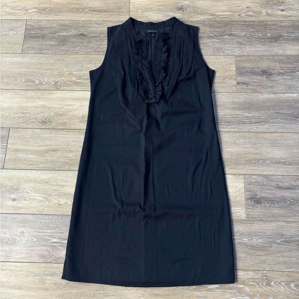 Lands End Dress Sz 4 Sleeveless Navy Ruffle Lined Preppy Casual Coastal Nautical